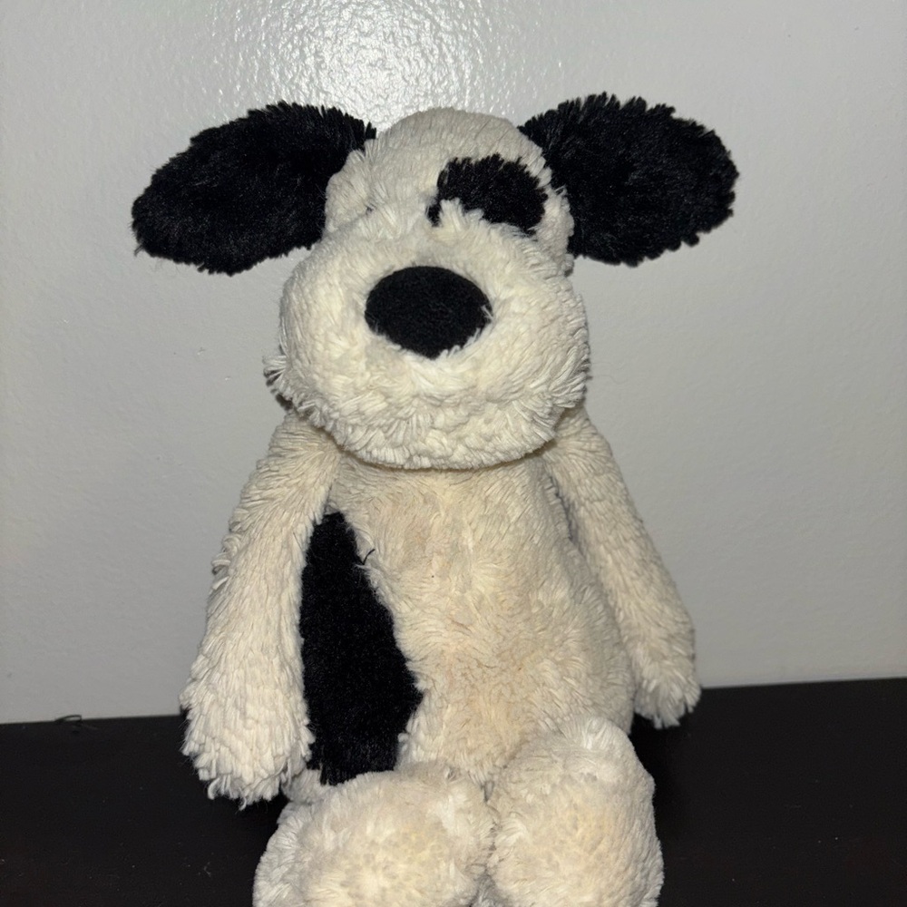 SOLD. Jellycat Bashful Black and White Plush Dog Toy